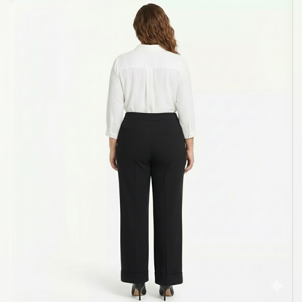 Investments Women's Black High Waisted Cuffed Slack/Dress Pants Size 14R 🐈 - Picture 9 of 10
